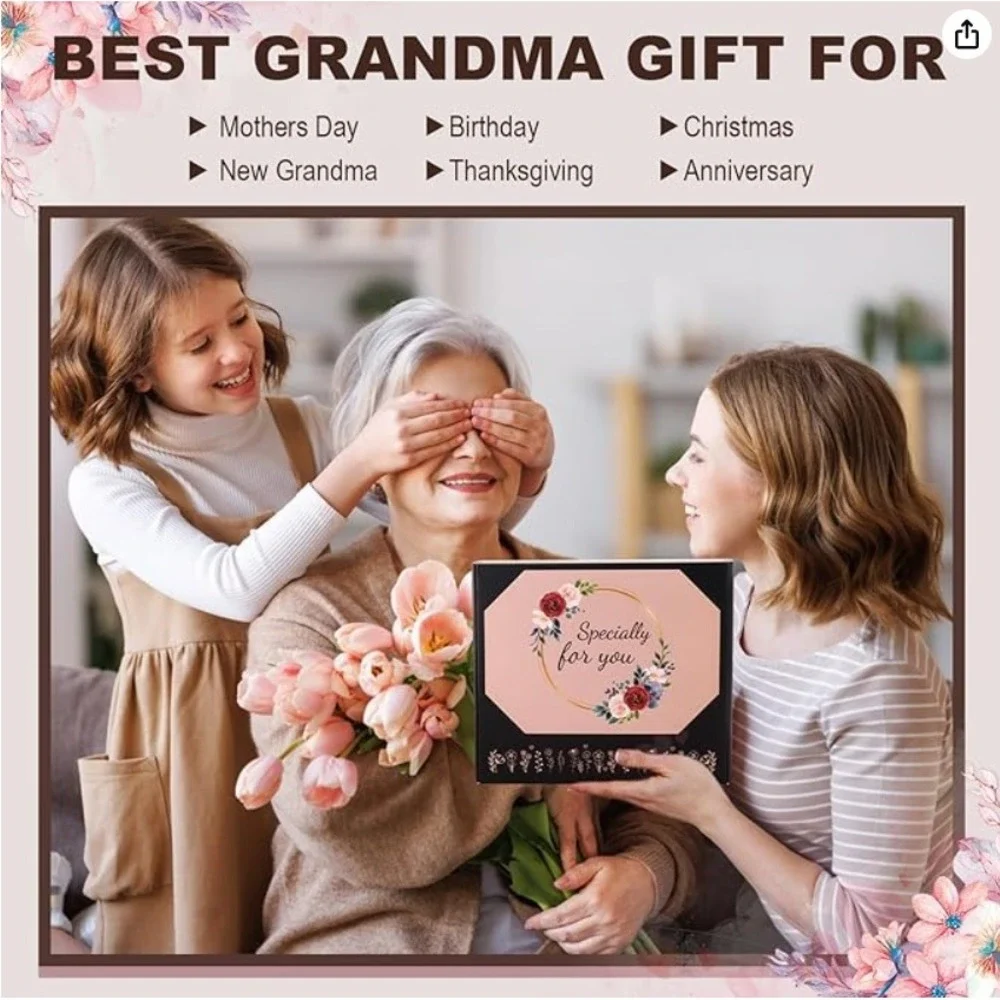 Best Grandma Ever Rotating Picture Frame 4x6 Double Sided Floating Wood Gift Box